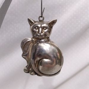 STERLING Silver Cat Ornament